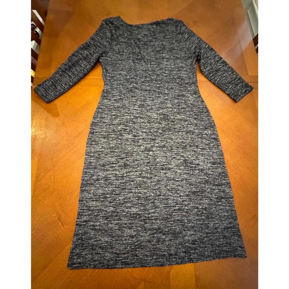Gray Knitted Midi Dress with 3/4 Sleeves Talbots - Picture 2 of 6